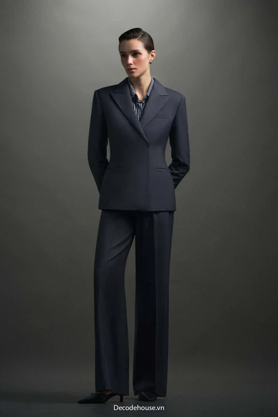 Quần nữ: PALLAS TROUSERS (quần suông ghi tro, cạp cao may đo, menswear nữ tính)