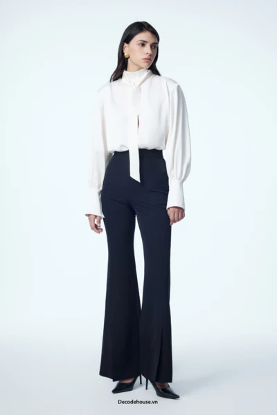 Quần nữ cao cấp: PALOMA TROUSERS (quần cạp cao, ống vảy xẻ trước, may đo)