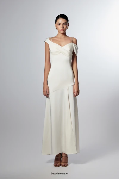 Đầm lụa cao cấp: CARMEN DRESS (đầm lụa cổ đổ, cắt bất đối xứng, may đo)
