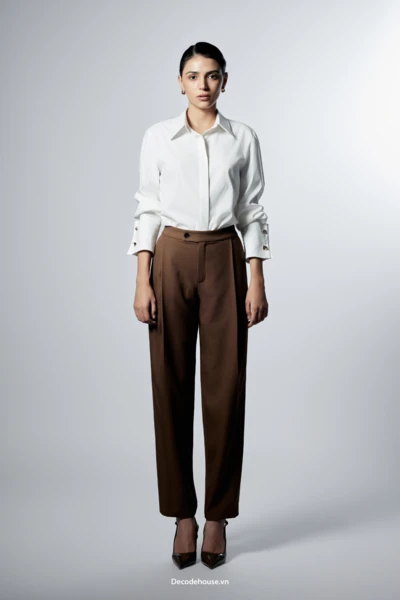 Áo sơ mi nữ: GINA SHIRT (sơ mi bamboo, phom tailoring, cúc cufflink, may đo)